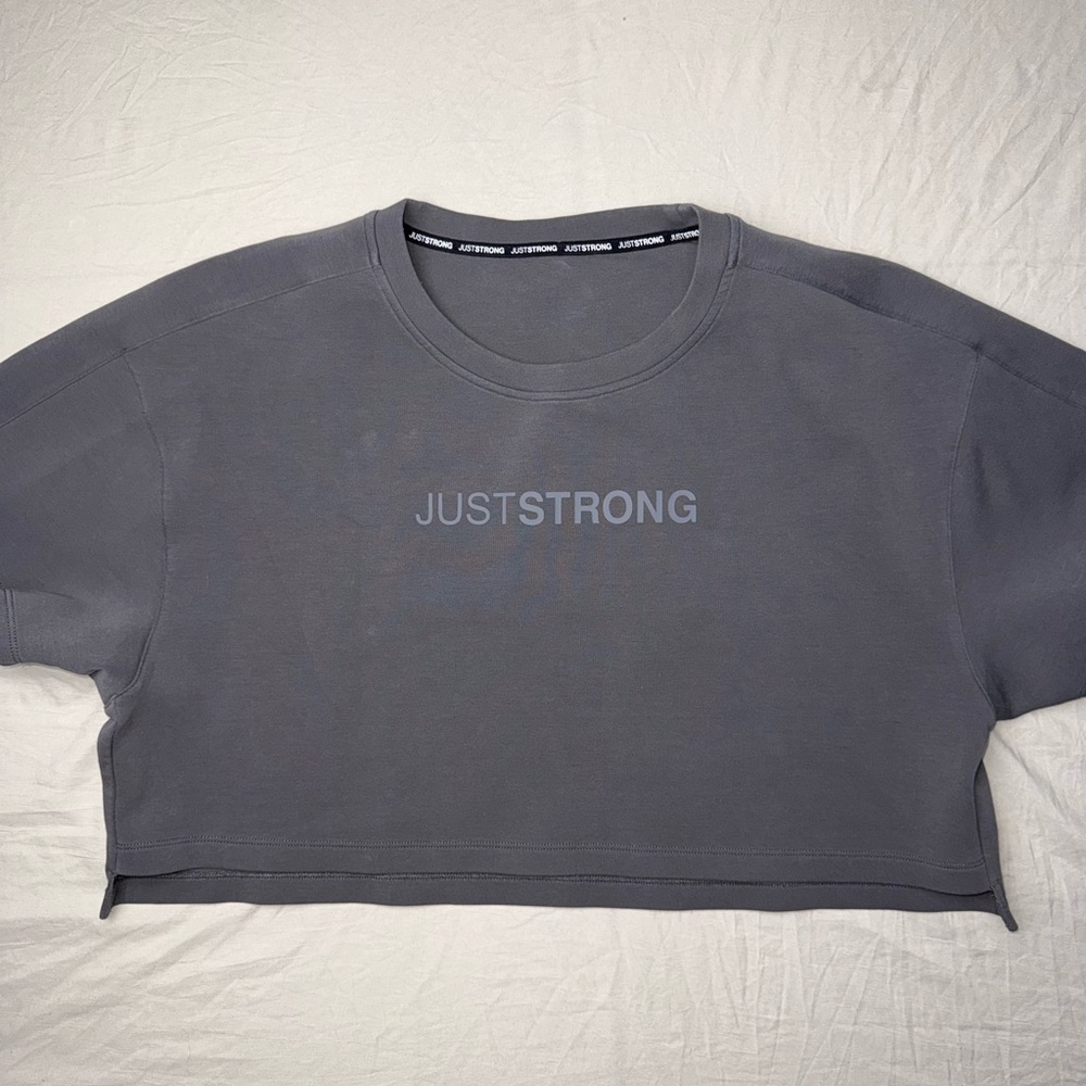 Just Strong black oversized athletic cropped tonal t-shirt XL